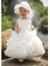 Ivory Satin Organza Layered Corset Back Flower Girl Dress